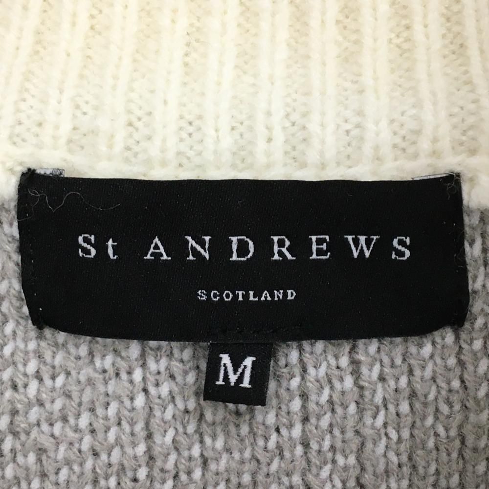 美品】セントアンドリュース ニットジャケット 白×グレー 総柄 ウール