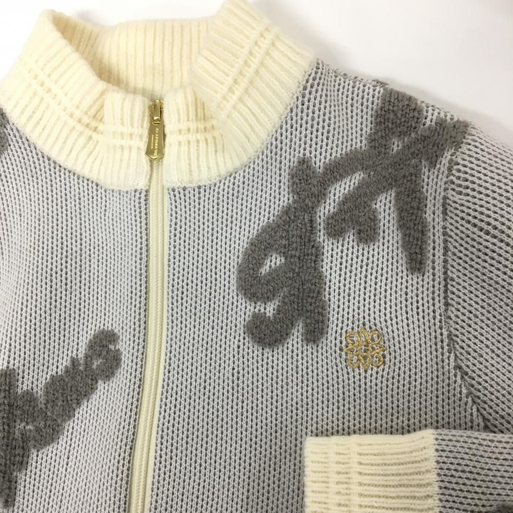 美品】セントアンドリュース ニットジャケット 白×グレー 総柄 ウール