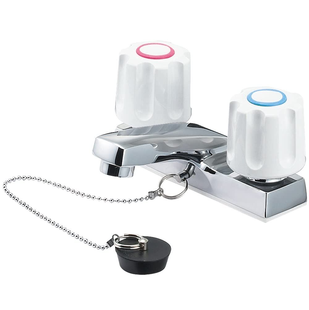 SANEI サンエイ ツーバルブ洗面混合栓 台付 2穴 一般地 寒冷地 共用形 ゴム栓付き 取付ピッチ102ｍｍ K 51 W