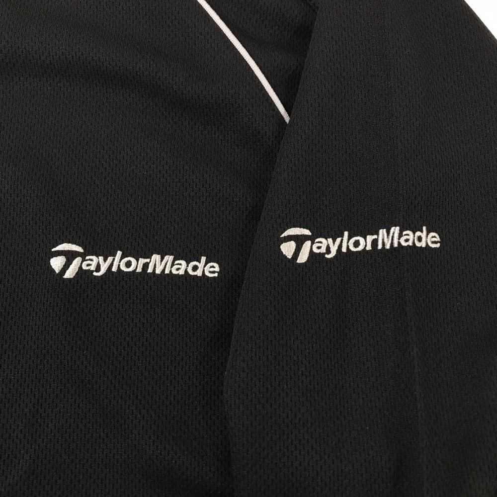 超美品】テーラーメイド 長袖ハイネックシャツ 黒×グレー ロゴ刺しゅう