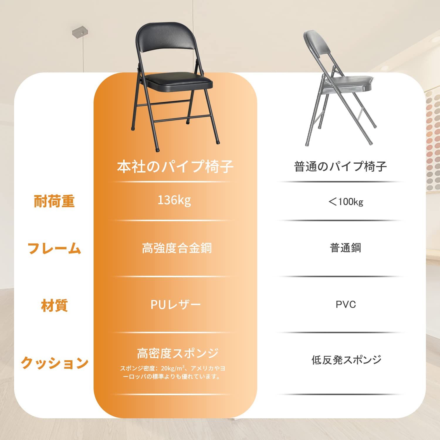  BOOSDEN パイプ椅子 折りたたみ 2点セット ミーティングチェア 会議椅子 折り畳み イス ダイニングチェア いす 折りたたみチェア 背もたれ 金属製 省スペース シンプル イベント ブラック 回転椅子 オフィスチェア ワークチェア 椅子 チェア