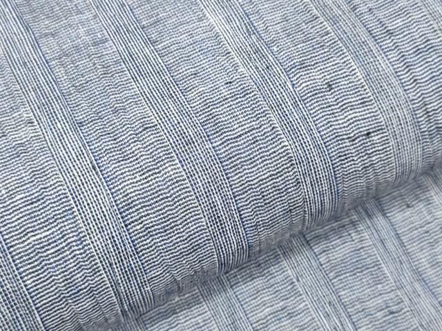 平和屋着物＊夏物 男性 近江ちぢみ 反物 着尺 間道 川口織物謹製 綿麻  