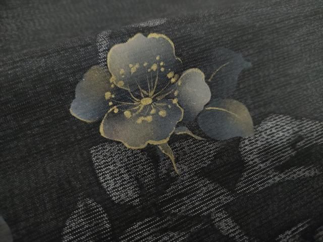 平和屋着物○京都印象派 友禅作家 橋本恵 訪問着 手描き 枝花文 黒地