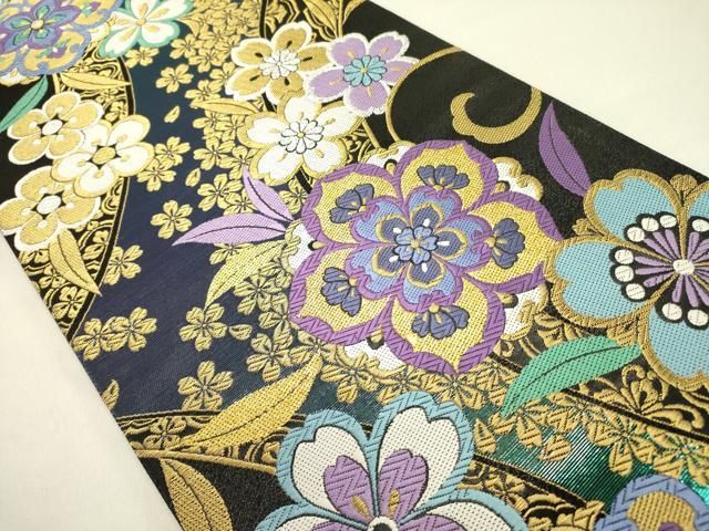 平和屋着物 両面 六通柄袋帯 唐織 舞桜 金銀糸 正絹 op