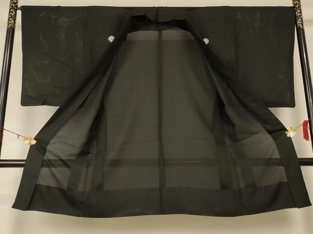 平和屋着物 夏物 男性 黒紋付 羽織 絽 正絹 jd