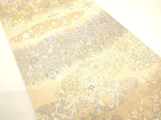 平和屋着物 西陣 創喜庵謹製 スリーシーズン 春夏秋 六通柄袋帯 唐織 雲取吉祥花文 金糸 証紙付 正絹 ak