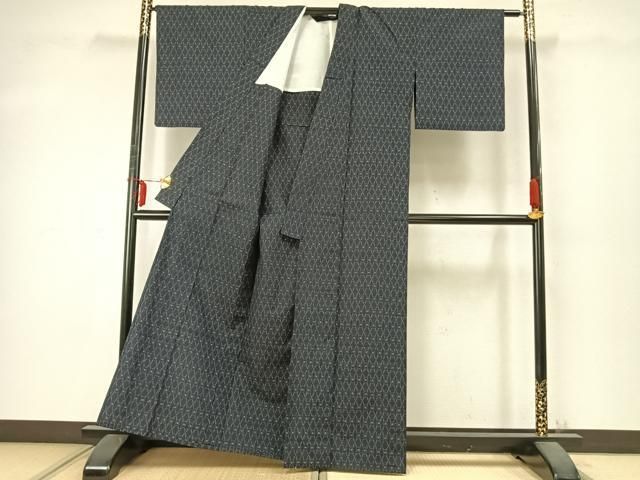  平和屋着物 上質な紬 単衣 立涌文 正絹 fy 紬 着物