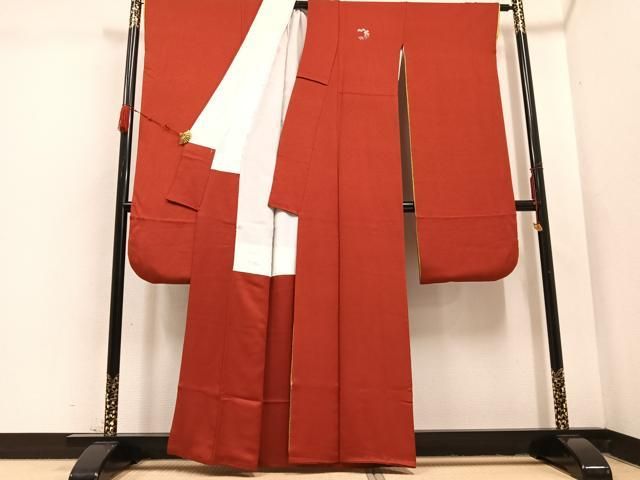 平和屋着物 豪華振袖 色無地 紅海老茶色 正絹 ph