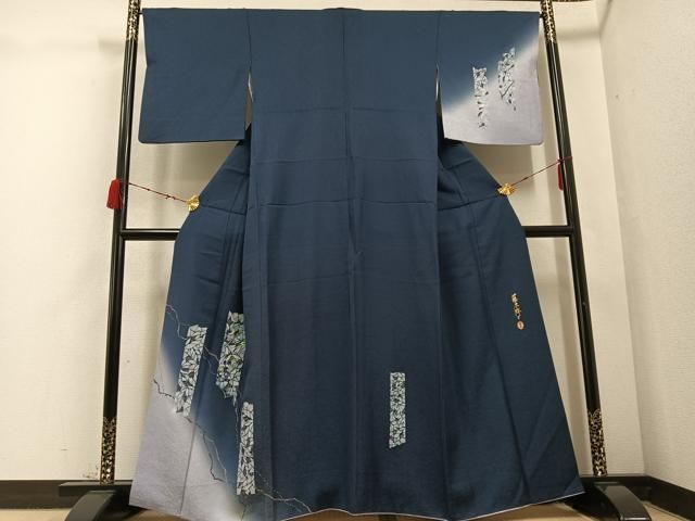 平和屋着物○螺鈿作家 藤本隆士 訪問着 螺鈿 蔦の葉文 暈し染め 金銀彩