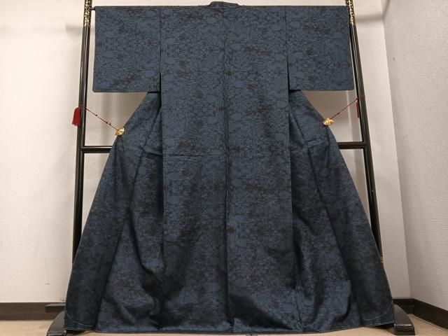 平和屋着物●本場大島紬　一元7マルキ　草花文　通し胴裏　正絹　逸品　未使用　AABD4443ph 平和屋着物○本場大島紬 一元7マルキ 草花文 通し胴裏 正絹 逸品 未