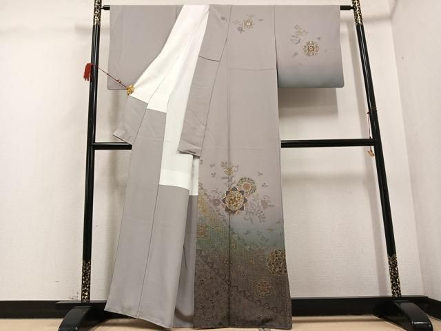 平和屋着物○蘇州刺繍 訪問着 花唐草文 暈し染め 金糸 正絹 逸品