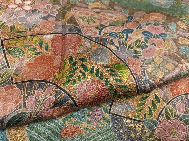 平和屋着物●訪問着　絞り　地紙吉祥花文　金彩　正絹　逸品　AABD4445ph 平和屋着物○訪問着 絞り 地紙吉祥花文 金彩 正絹 逸品 AABD4445ph