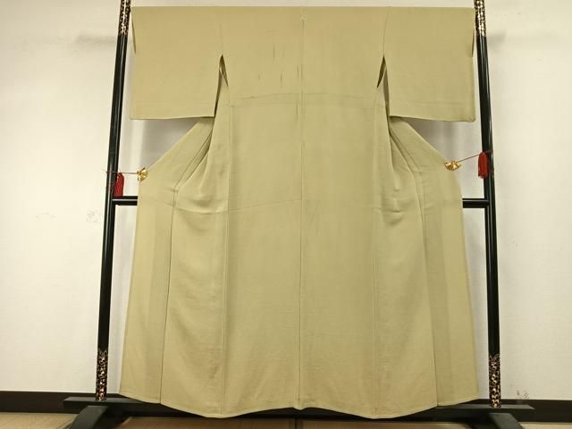 平和屋着物 上質な色無地 単衣 木蘭色 鬼しぼ縮緬 正絹 fy