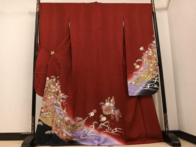 平和屋着物 豪華振袖 駒刺繍 松竹梅 暈し染め 金彩 正絹 ph