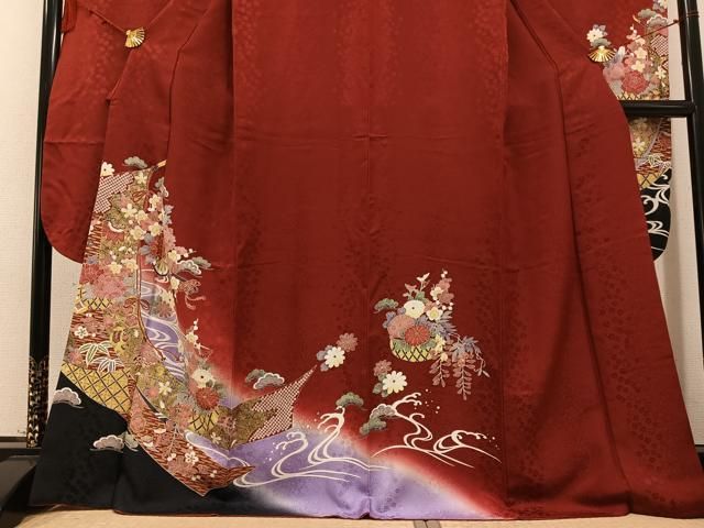  平和屋着物 豪華振袖 駒刺繍 松竹梅 暈し染め 金彩 正絹 ph 振袖 着物