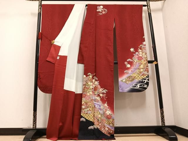 平和屋着物 豪華振袖 駒刺繍 松竹梅 暈し染め 金彩 正絹 ph