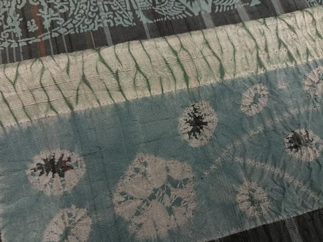  平和屋着物 伝統工芸士 七代目 吉澤与市 紬 絞り 色紙花文 正絹 ph 紬 着物