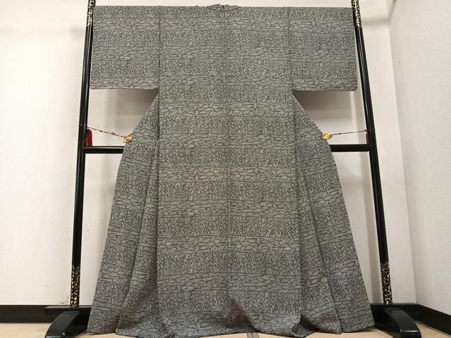 平和屋着物 上質な小紋 樹林文 黒地 正絹 ph