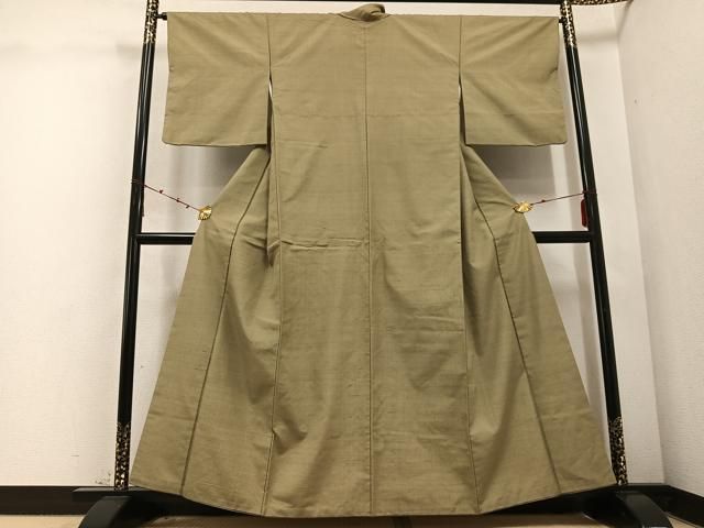 平和屋着物 上質な紬 色無地 油色 正絹 ph