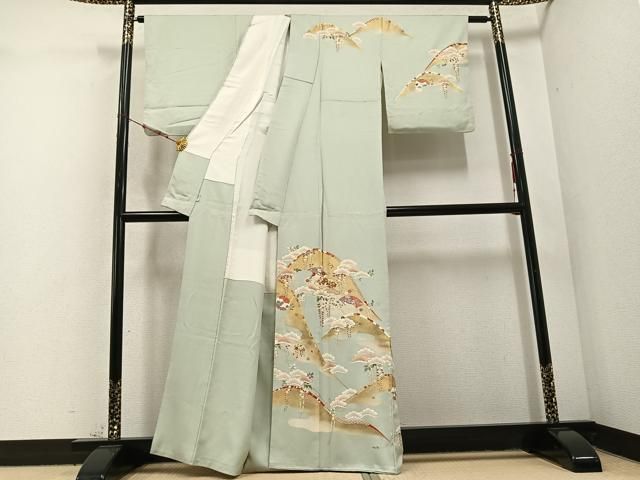 平和屋着物 訪問着 駒刺繍 地紙草花文 金彩 正絹 ph