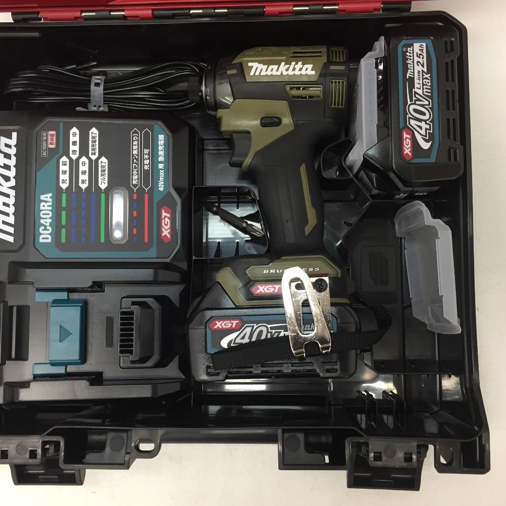 makita マキタ 40Vmax 2.5Ah 充電式インパクトドライバ オリーブ ケース 充電器 バッテリ2個セット TD002GRDXO SEKIKENZAI_JP