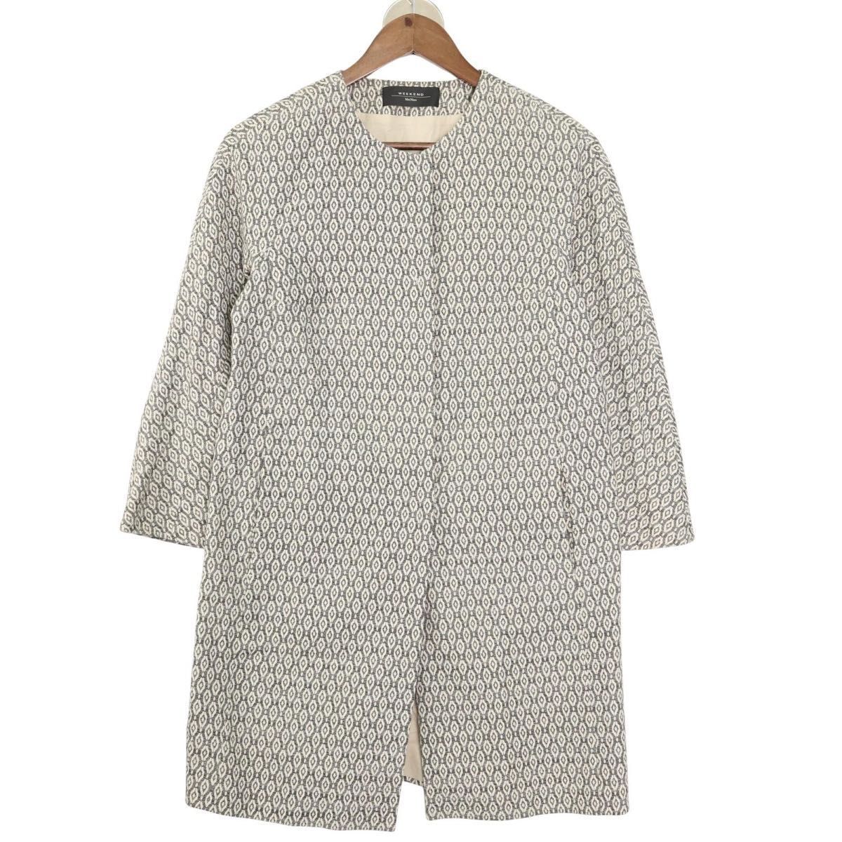 Weekend Max Mara マックスマーラ ロングコート レディース 幾何学柄 ノー コットン100％ 40