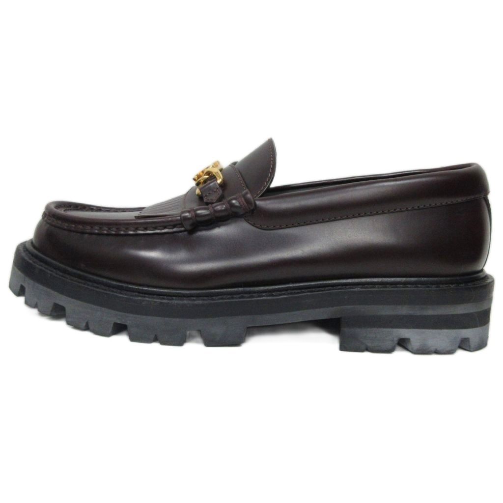 セリーヌ CELINE エディスリマン トリオンフ チェーン付き マーガレット ローファー FA 0261 レザー ゴールド金具 厚底 バーガンディ ダークブラウン 37