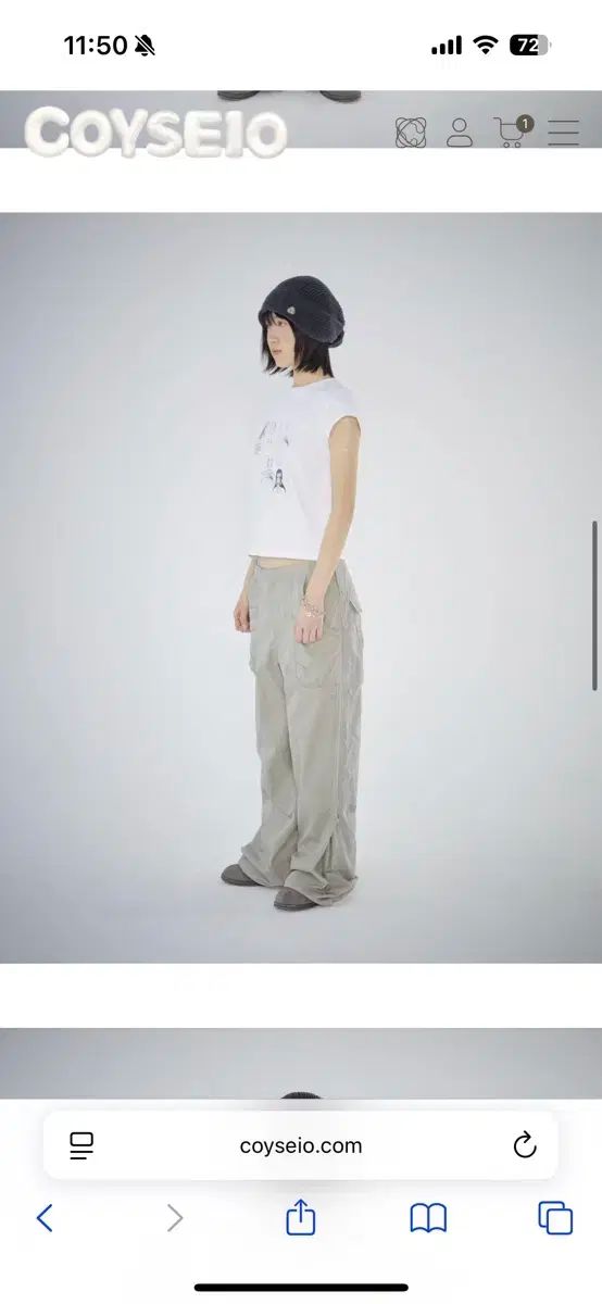 イッセイミヤケ サイド ジッパー LINE パンツ ベージュ 1