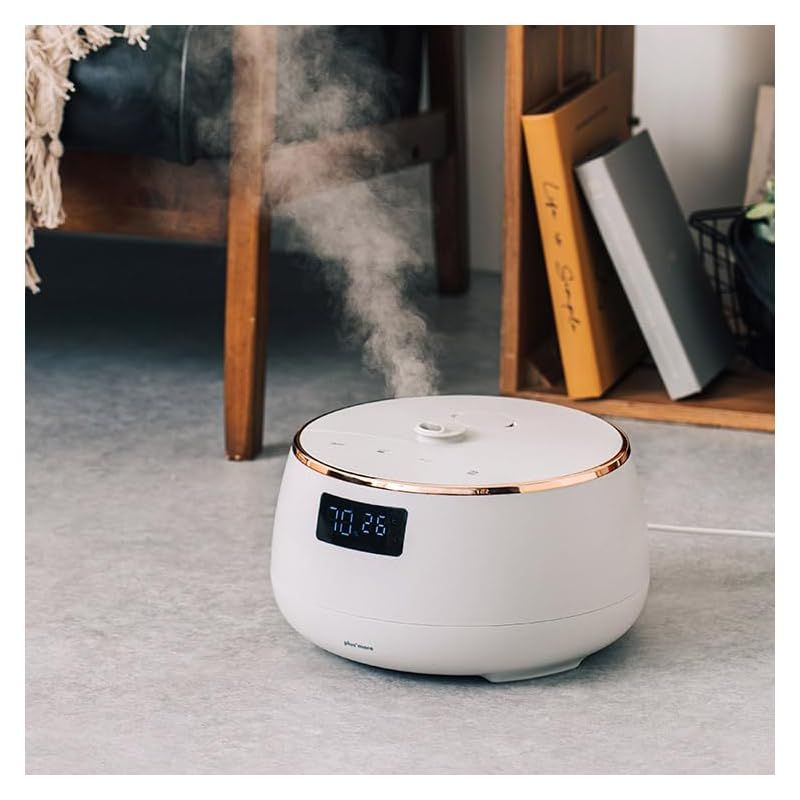 彡plusmore プラスモア 湿度コントロール 超音波式加湿器 ペットボトル自動給水機能付 PEXHF003 NI ナイト