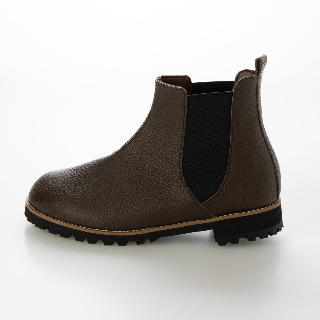 本革 牛革コンフォート タンクソール サイドゴアブーツ D.BROWN