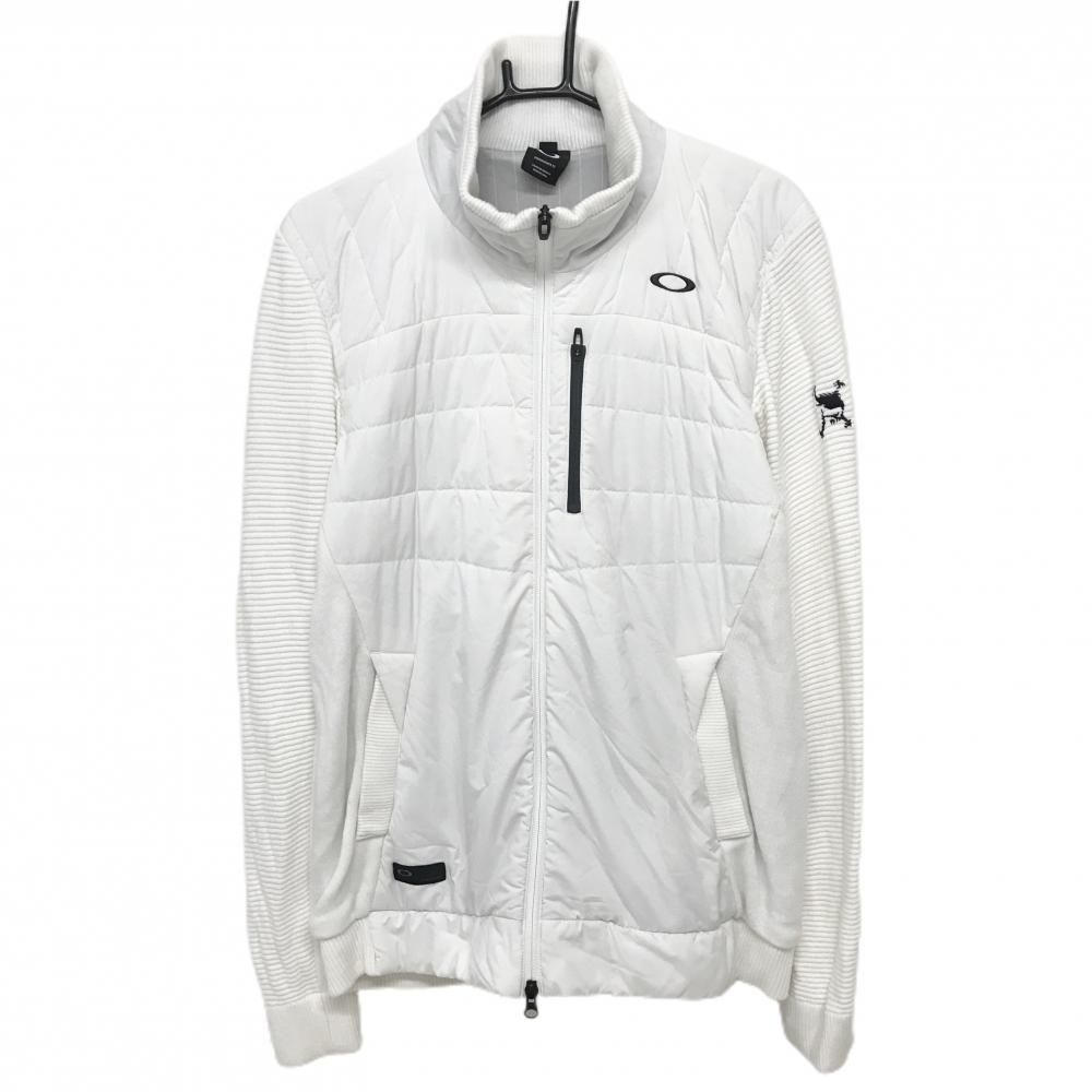 超 オークリー 中綿ジャケット 白 前身頃中綿 袖 背面ニット 蓄熱裏地 メンズ XL ゴルフウェア Oakley