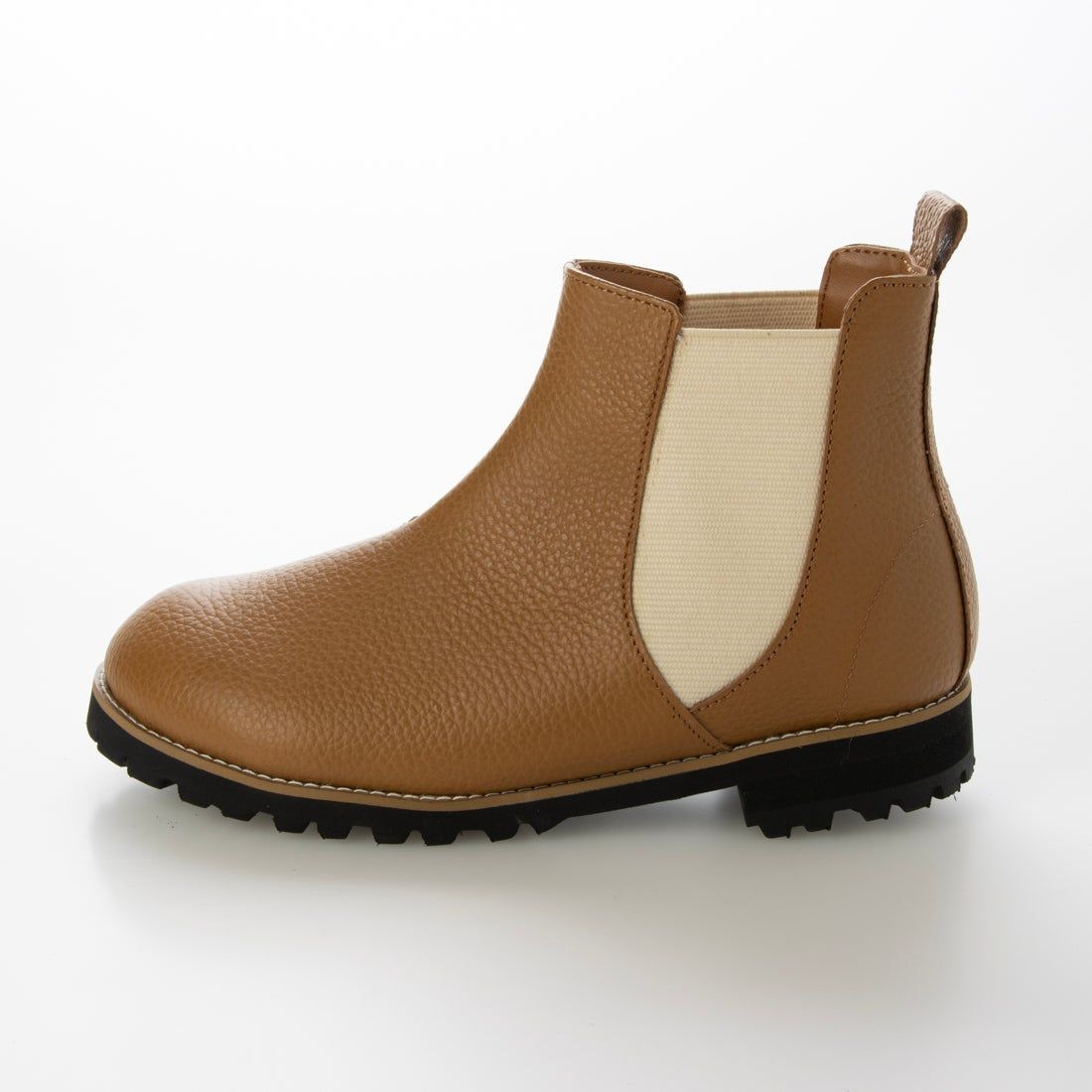 本革 牛革コンフォート タンクソール サイドゴアブーツ CAMEL