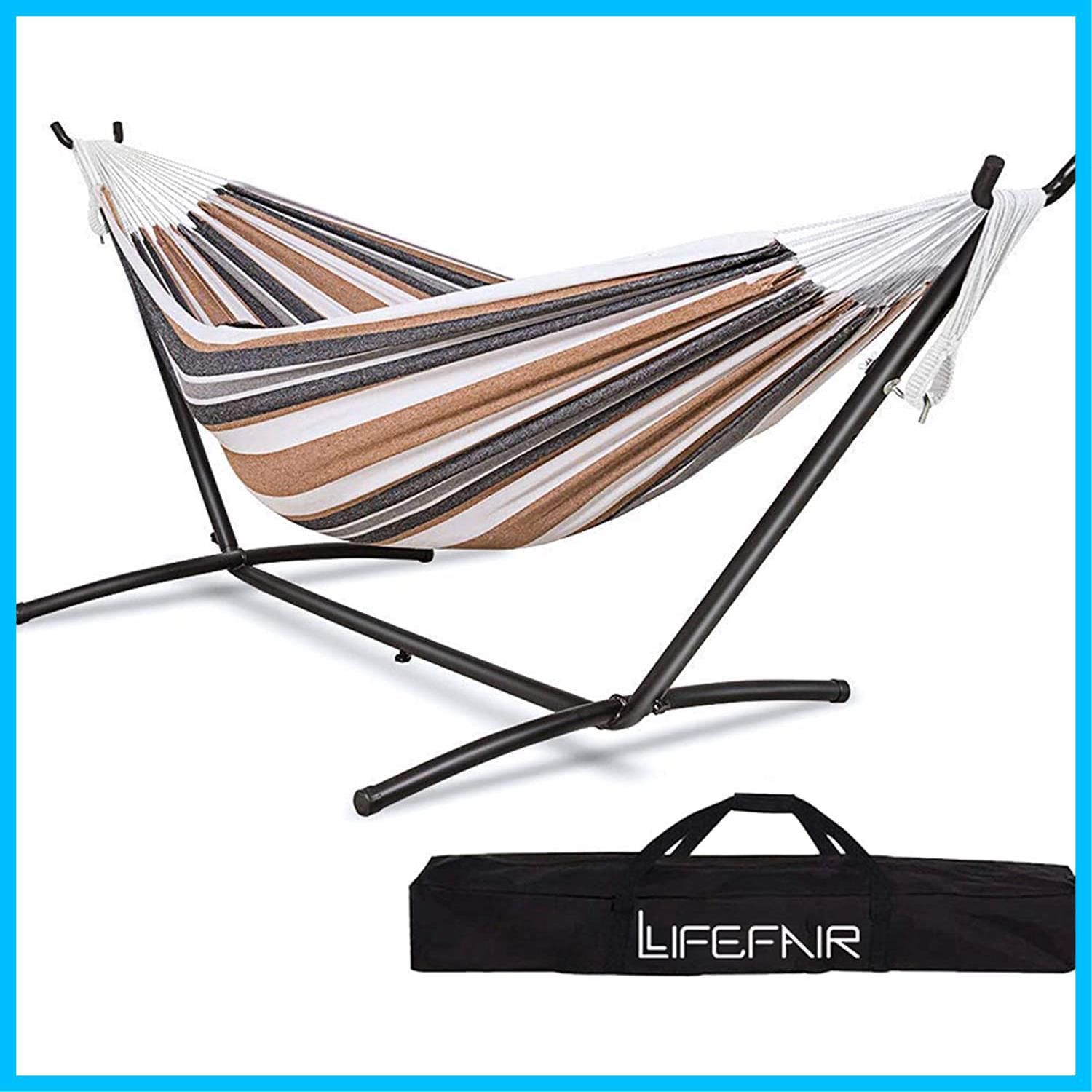 室外 兼用 室内 ダブルサイズ 収納バッグ付き耐荷重300 kg 自立式スタンドセット ハンモック