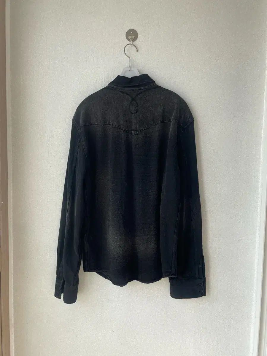 LMOOD ブラック ウォッシュド ウェスタン シャツ