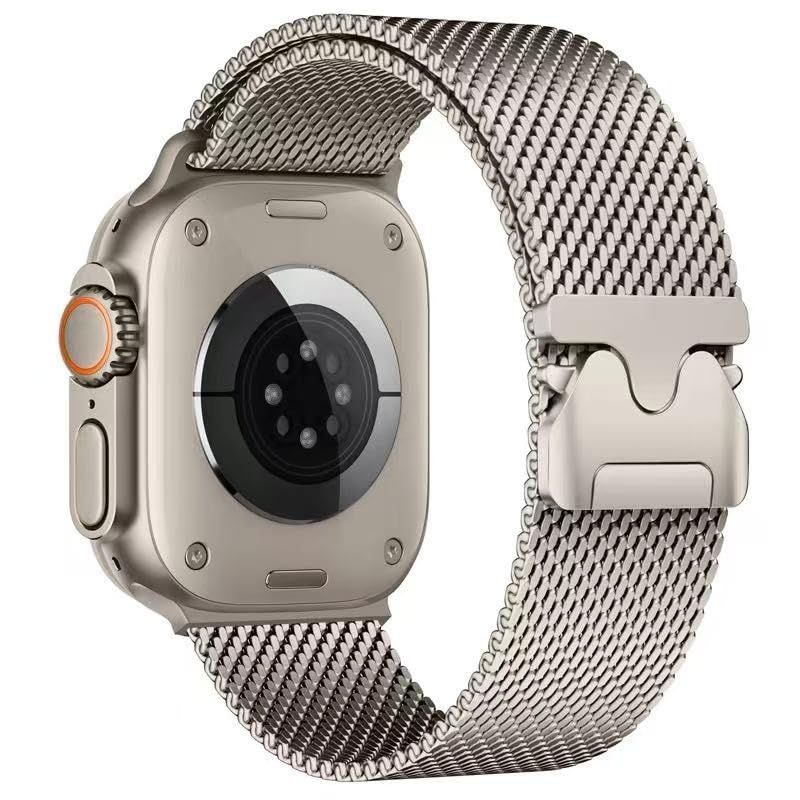 チタニウムミラネーゼループ for apple watch バンド チタニウム製 アップルウォッチ バンド 無段階調節 apple コンパチブル watch Ultra3 Ultra2 Ultra 10 9 8 7 6 5 4 3 2 1 38mm 40mm