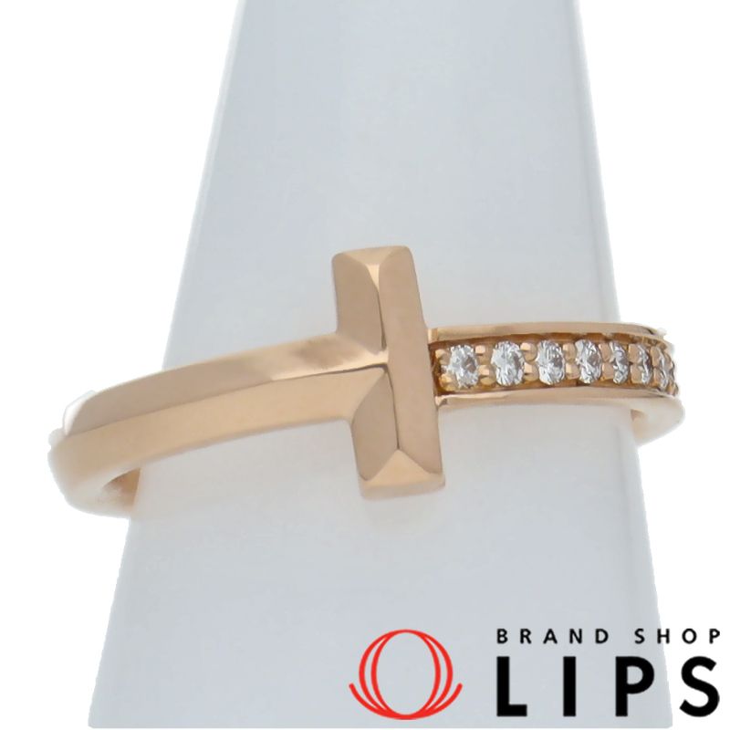 ティファニー Tワン ダイヤリング 67795326 D 0.08ct 10 K18PG レディース