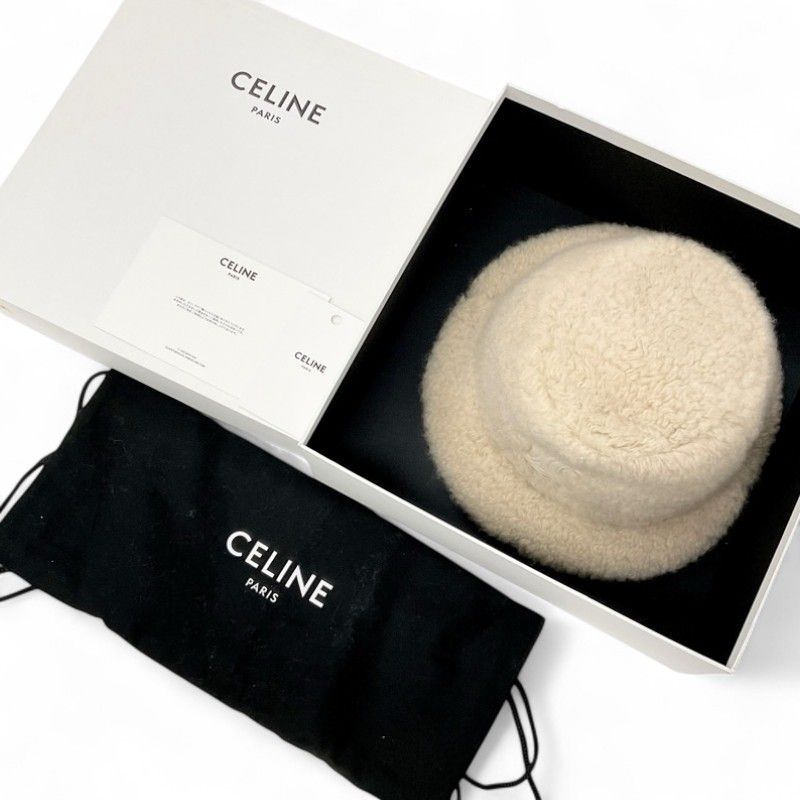 セリーヌ CELINE 帽子 ベージュ トリオンフ ロゴ バケットハット
