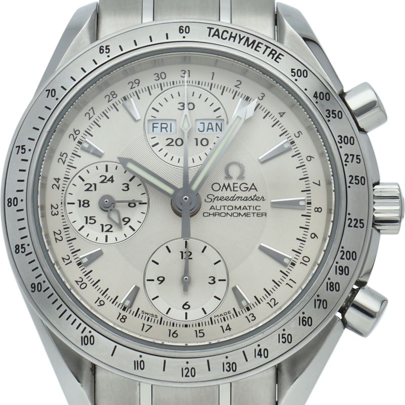 オメガ スピードマスター トリプルカレンダー クロノグラフ 39 mm 3221 3 SS メンズ時計 シルバー 仕上げ済