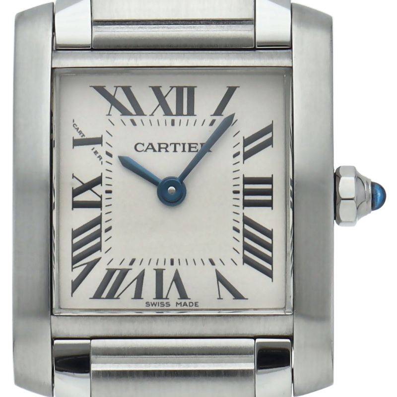 カルティエ タンクフランセーズSM ウォッチ W51008Q3 箱 保証書 SS レディース時計 シルバー 仕上げ済 中