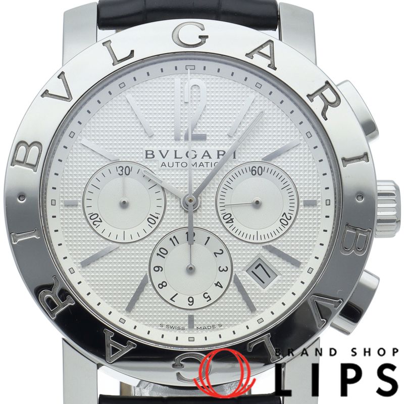 ブルガリ ブルガリブルガリ ウォッチ 42mm クロノグラフ BB42SLCH BB42WSLDCH 箱 保証書 SS 革 メンズ
