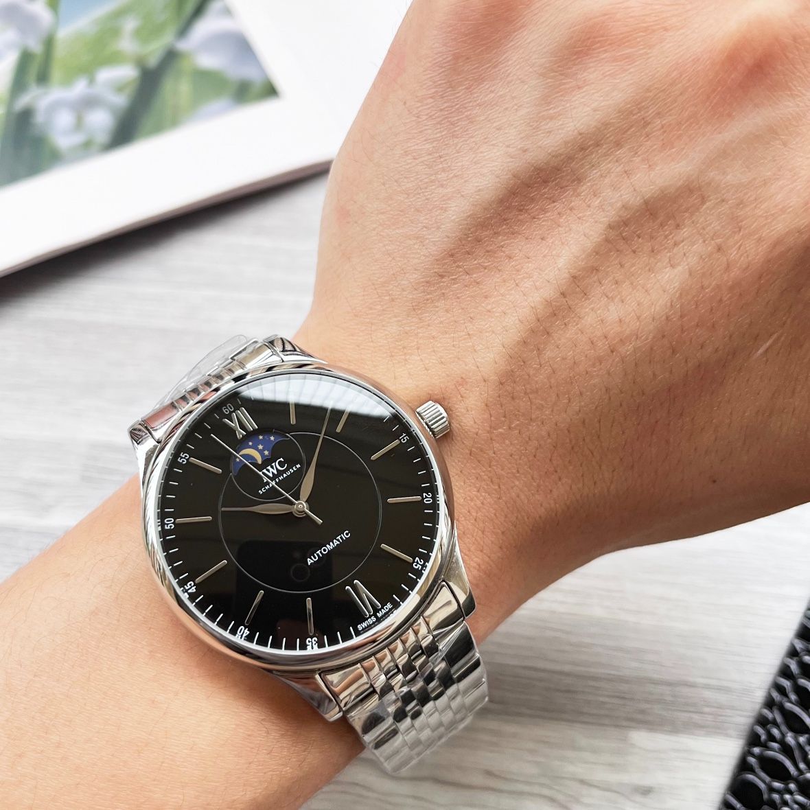 今日 IWC Classic Timepiece ホワイト ゴールドケース 三 デザイン 男士腕時計