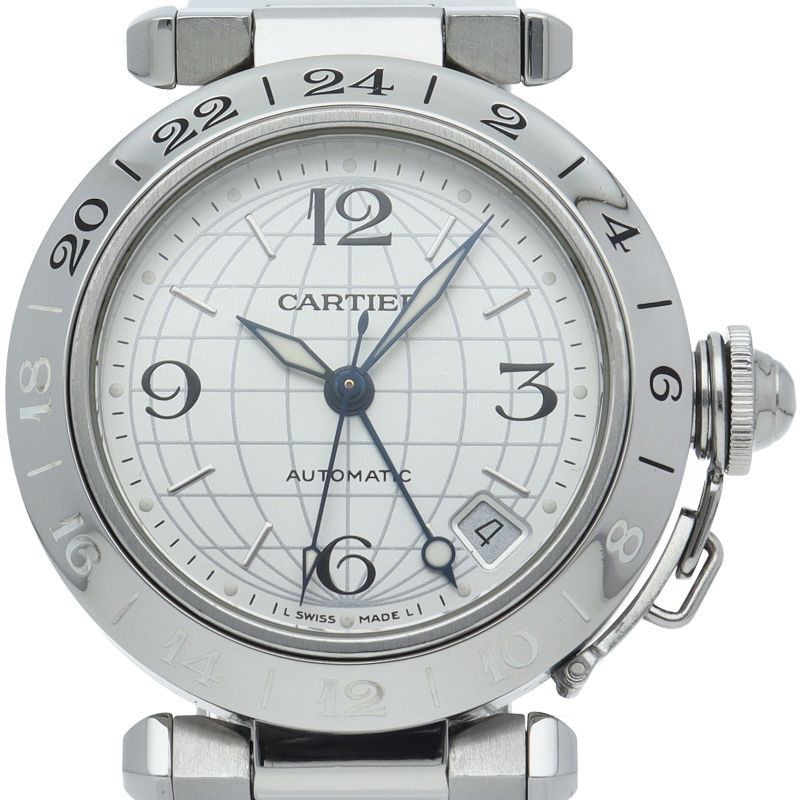 カルティエ パシャC メリディアン GMT W31078M7 SS ユニセックス時計 シルバー