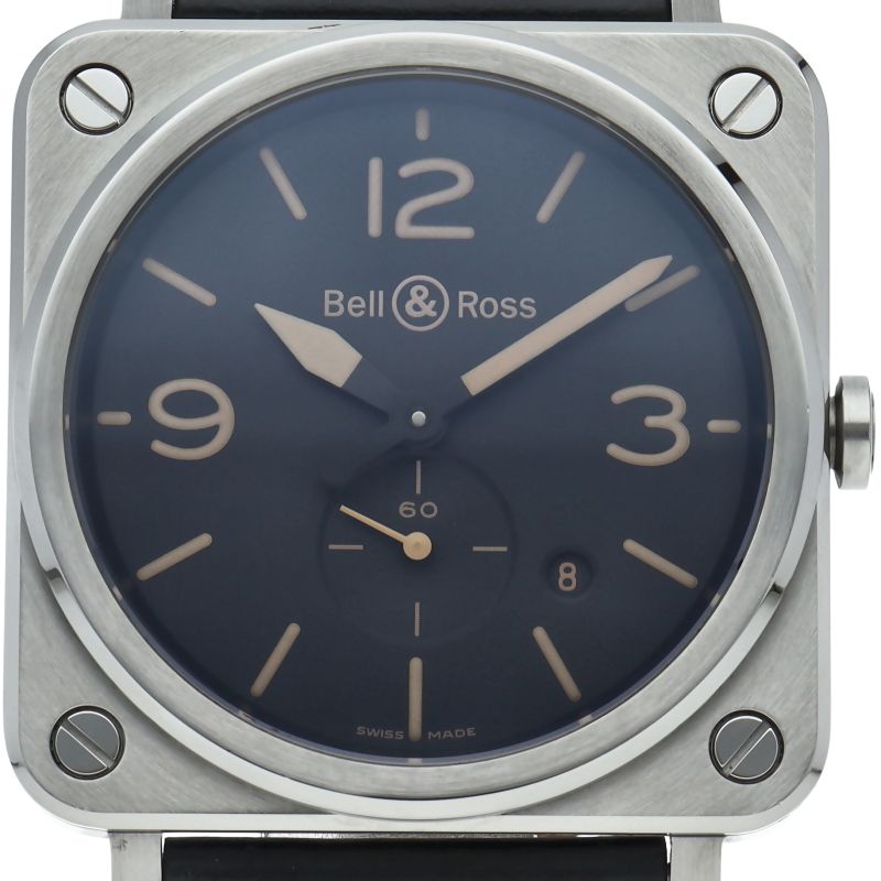 ベル-ロス ヘリテージ ウォッチ 39mm BRS-64-S 箱 保証書 SS 革 ユニセックス時計 ブラック 仕上げ済
