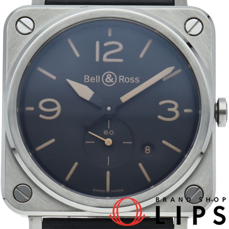 ベル-ロス ヘリテージ ウォッチ 39mm BRS-64-S 箱 保証書 SS 革 ユニセックス時計 ブラック 仕上げ済