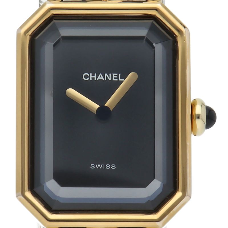 シャネル プルミエールS ウォッチ H0001 GP 革 レディース時計 ブラック 仕上げ済