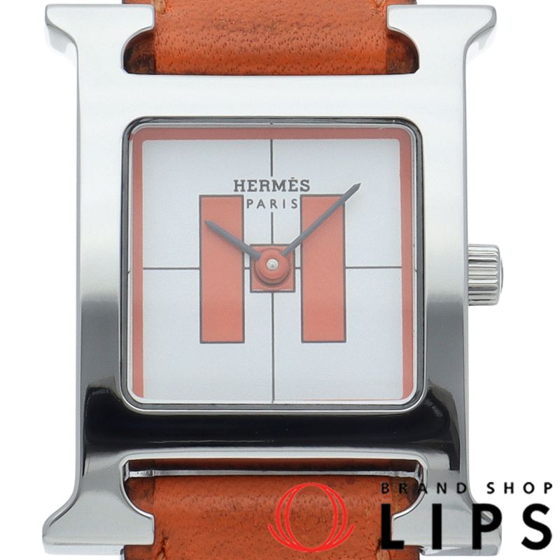 エルメス Hウォッチ レディース時計 HH1.210 箱 保証書 SS 革 レディース時計 ホワイト 仕上げ済