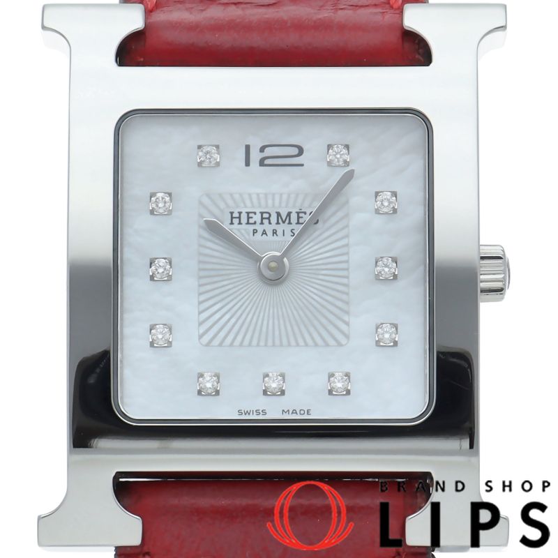 全国送料無料！ エルメス Hウォッチ メンズ時計 12Pダイヤ シェル HH1.510 SS 革 メンズ時計 ホワイトシェル 仕上げ済 多様な