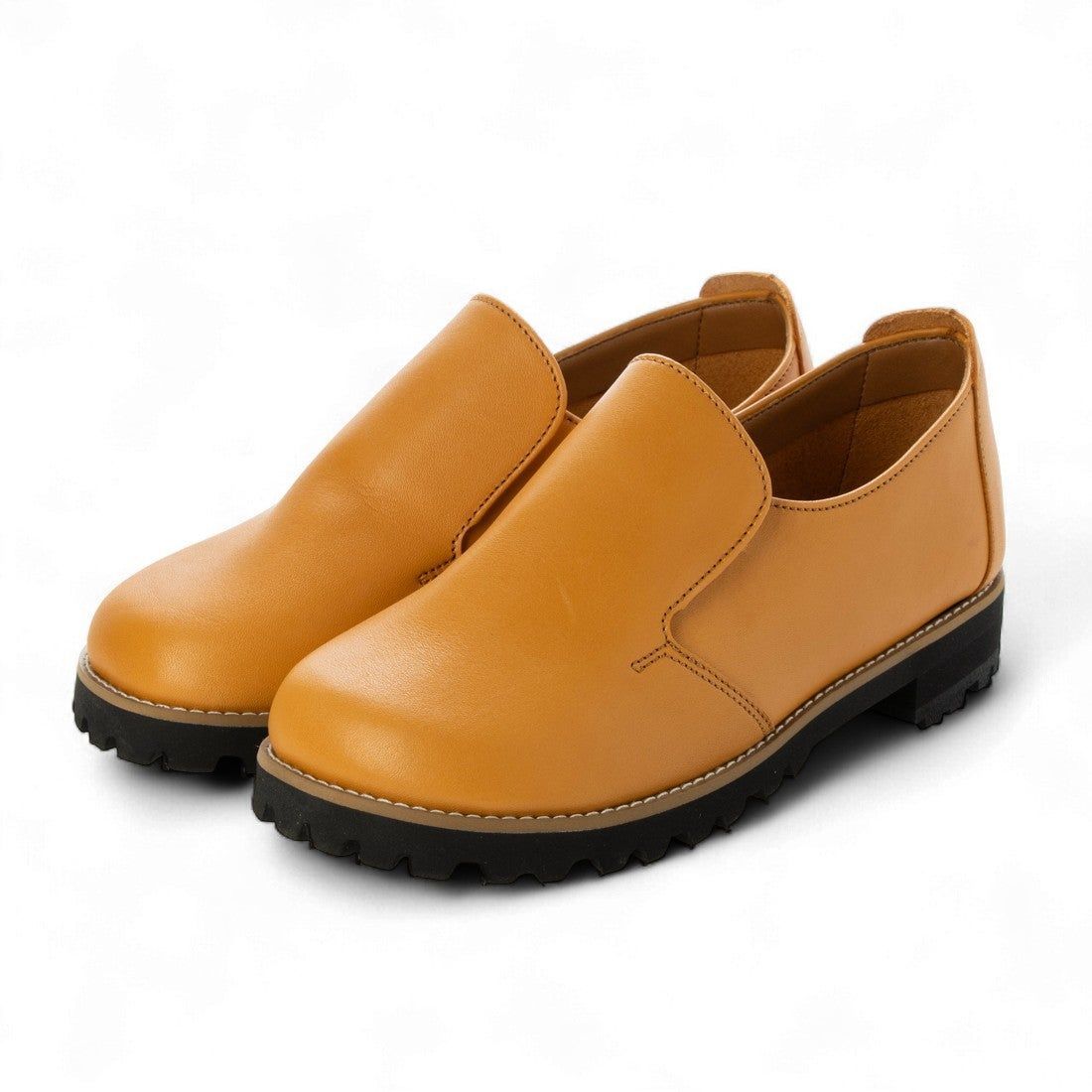 本革 フラット ローカット カジュアル スリッポン CAMEL