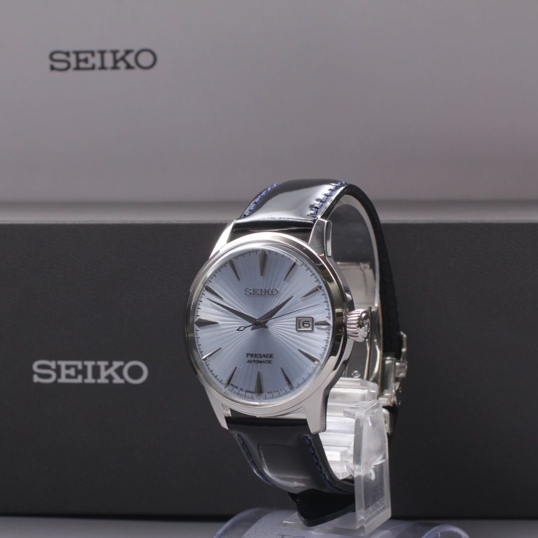 SEIKO プレサージュ デイト 4R35-01T0 裏スケ シルバー文字盤 メンズ 自動巻き