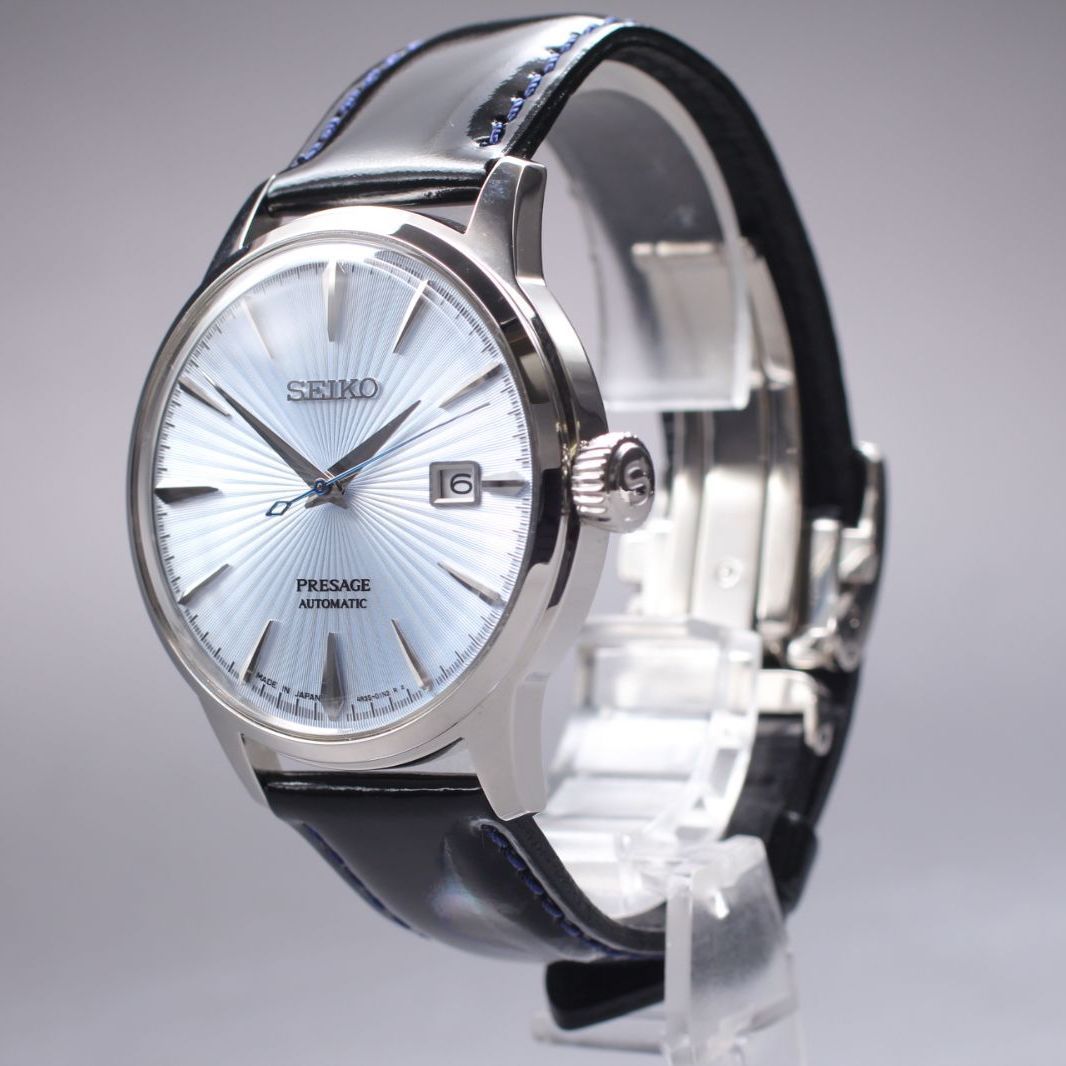 SEIKO プレサージュ デイト 4 R 35 01 T 0 裏スケ シルバー文字盤 メンズ 自動巻き